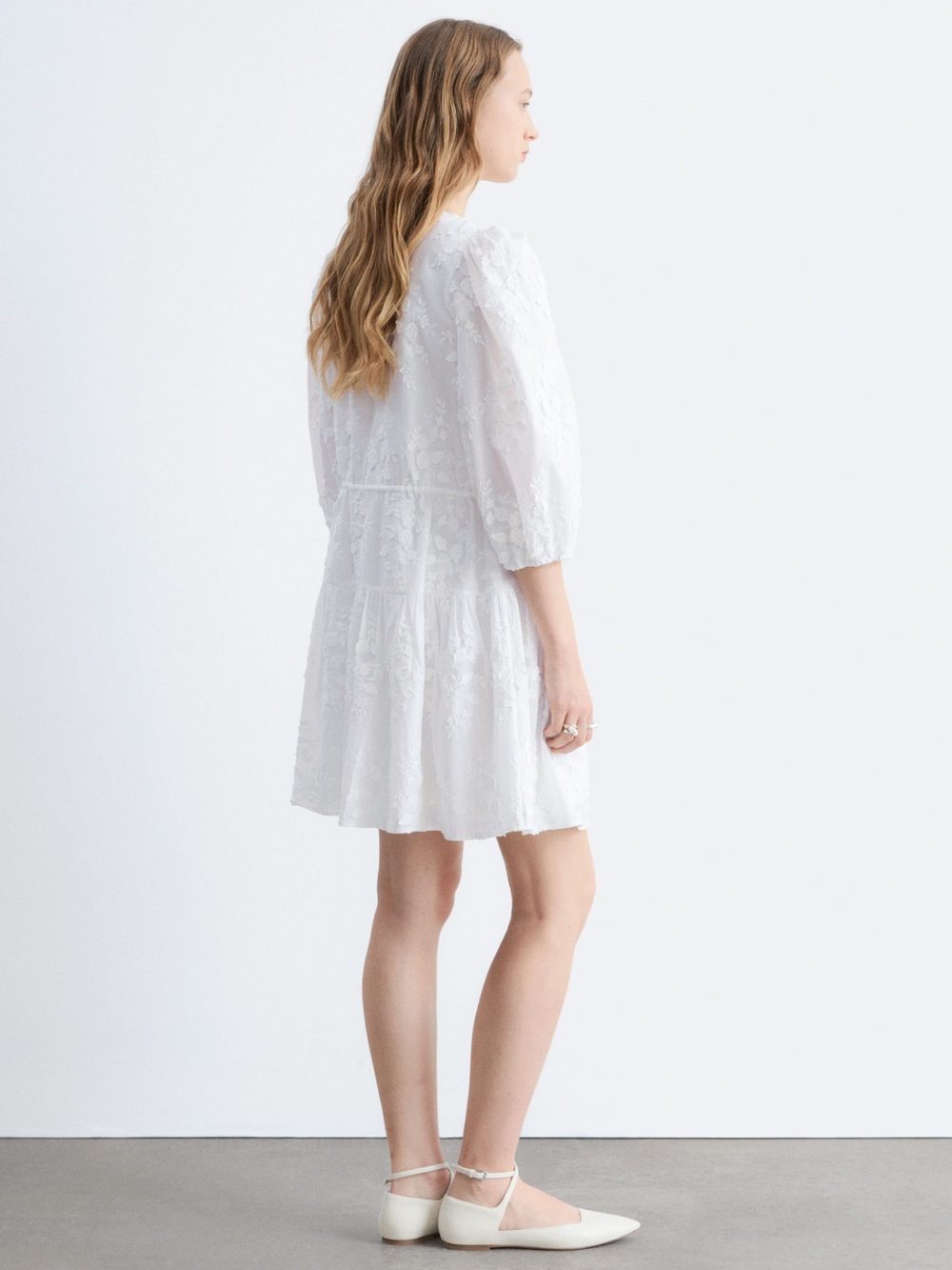 & Other Stories Paris Atelier White Embroidered Tie Front Mini Floral Appliqué 4 - Picture 4 of 16